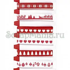Набор лент "Новогодние мотивы в красно-белом" (Artemio) Набор лент "Новогодние мотивы в красно-белом" (Artemio)