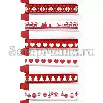 Набор лент "Новогодние мотивы в красно-белом" (Artemio)