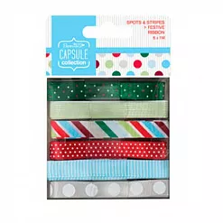 Набор атласных лент "Spots & stripes. Светлые оттенки" (DoCrafts)
