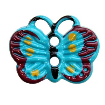 Пуговица пластиковая "Бабочка", цвет голубой
