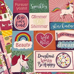 Набор бумаги 30х30 см "Unicorns&Rainbows 1/2", 18 листов (DCWV)