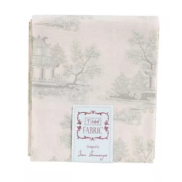 Отрез ткани 50х70 см "Китайский узор, цвет серо-зеленый" (Tilda)