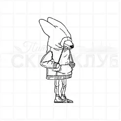 Штамп "Лис, скрывающий лицо", 2,9х6,7 см (Скрапклуб)