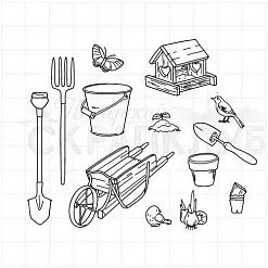 Штамп "Садовый набор 1", 5,5 см (Скрапклуб) Штамп "Садовый набор 1", 5,5 см (Скрапклуб)