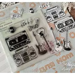 Штамп "Музыка нас связала", 6,8х2,3 см (AgiArt)