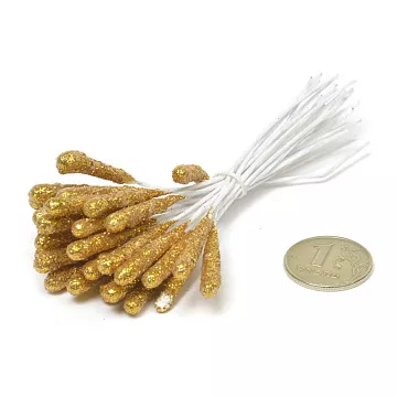 Набор тычинок "Палочки в блестках. Золотые", 40 шт (Magic Hobby)