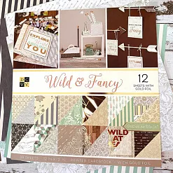 Набор бумаги 30х30 см с фольгированием "Wild & Fancy 1/2", 18 листов (DCWV)