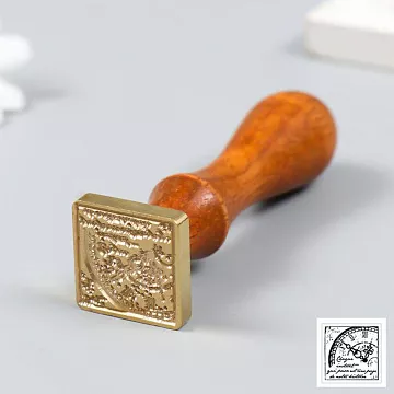Печать для сургуча с деревянной ручкой "Старинные часы", 2,5 см Печать для сургуча с деревянной ручкой "Старинные часы", 2,5 см