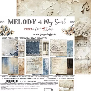 Набор бумаги 20х20 см "Melody of my soul. Basic", 24 листа (CraftO'clock)