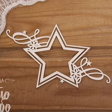 Чипборд "Звезда с завитками и снежинками 2", 7,5х12,3 см (Просто небо)