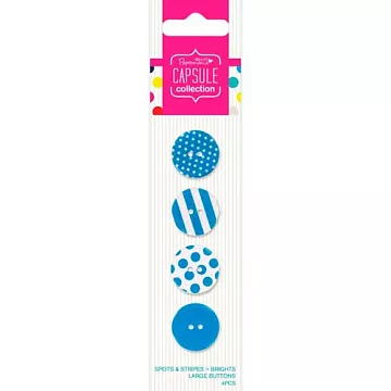 Набор пуговиц "Spots & Stripes Brights", цвет насыщенно голубой (DoCrafts)