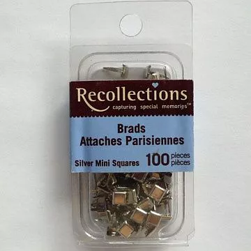 Набор мини-брадсов "Квадратики, серебряные" (Recollections)