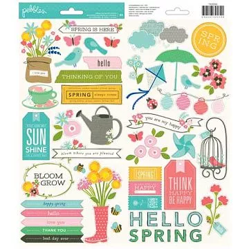 Набор наклеек 33х14 см "Весна!" (Pebbles)