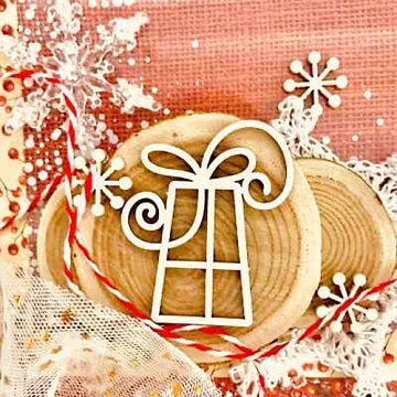 Украшение из чипборда "Подарок высокий" (WoodHome)