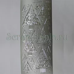 Контурные наклейки "Современная новогодняя елка", цвет серебро  Контурные наклейки "Современная новогодняя елка", цвет серебро