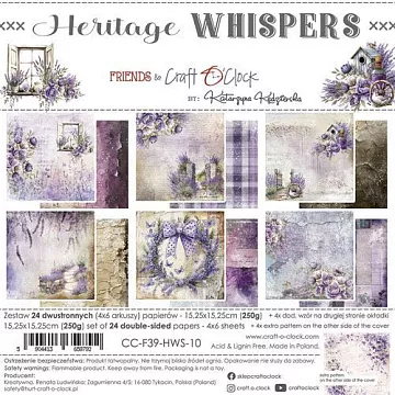 Набор бумаги 15х15 см "Heritage whispers", 24 листа (CraftO'clock) Набор бумаги 15х15 см "Heritage whispers", 24 листа (CraftO'clock)