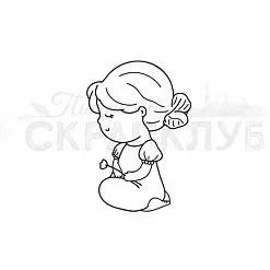 Штамп "Девочка с цветком (Скрапклуб)