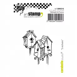 Резиновый штамп "3 nichoirs. 3 скворечника" (Carabelle Studio)