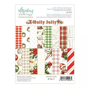 Набор бумаги 15х20 см "Holly Jolly", 24 листа (Mintay)
