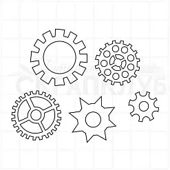 Штамп "Шестерни 2", 3х3 см (Скрапклуб) Штамп "Шестерни 2", 3х3 см (Скрапклуб)