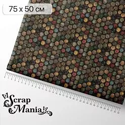 Отрез ткани 75х50 см "Старый архив. Коллекция крышек" (ScrapMania) Отрез ткани 75х50 см "Старый архив. Коллекция крышек" (ScrapMania)