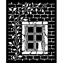 Трафарет 20х25 см "Herbarium Silvae. Кошка в окошке" (Stamperia)