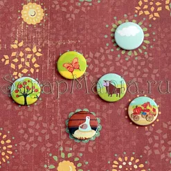 Набор фишек для скрапбукинга "Лето в деревне", 6 шт