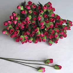 Букетик бумажных роз с закрытым бутоном, цвет малиновый, 12 шт (Impresse)