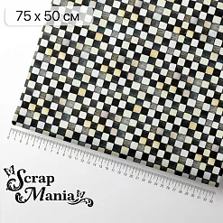 Отрез ткани 75х50 см "Алиса и Чеширский кот. Шахматная доска" (ScrapMania)