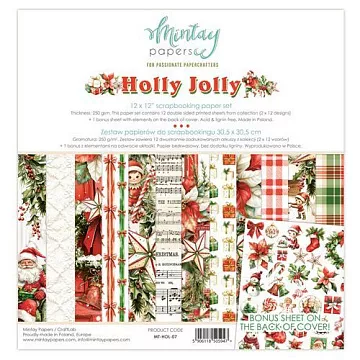 Набор бумаги 30х30 см "Holly Jolly", 12 листов (Mintay) Набор бумаги 30х30 см "Holly Jolly", 12 листов (Mintay)