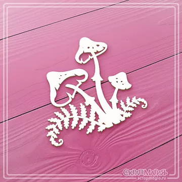 Чипборд "Грибы и папоротник", 5,7х5,6 см (СкрапМагия)