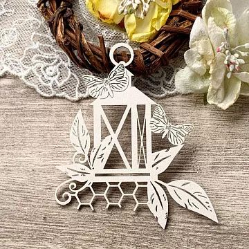 Чипборд "Фонарь с бабочками", 8,5 см (LeoMammy)