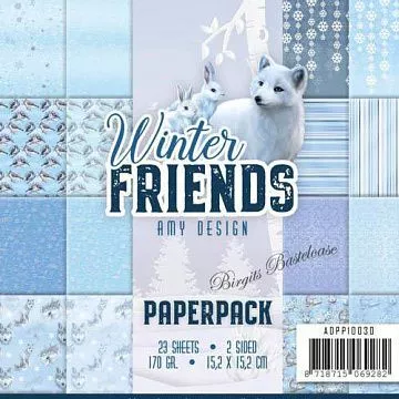 Набор бумаги 15х15 см "Winter friends", 23 листа (Find It)
