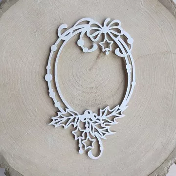 Чипборд "Рамка новогодняя с бантиком", 7,2х10,7 см (LeoMammy)