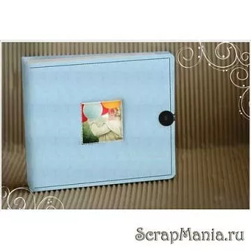 Альбом голубой с застежкой-пуговицей 20х20 см (Fancy Pants)