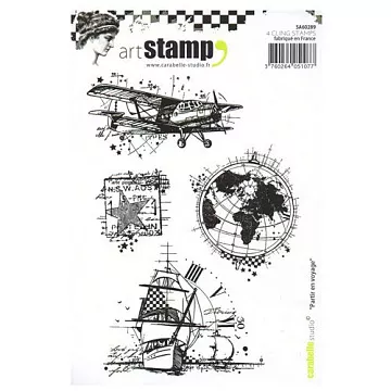 Набор резиновых штампов "Partir en voyage. Отправляемся в путешествие" (Carabelle Studio)