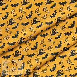 Отрез ткани 79х50 см "Хэллоуин на горчице" (Cotton)