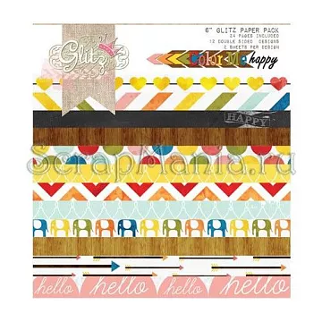 Набор бумаги 15х15 см "Все оттенки счастья", 24 листа (Glitz)