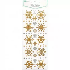 Наклейки с глиттером "Снежинки золотые и серебряные"  (DoCrafts)