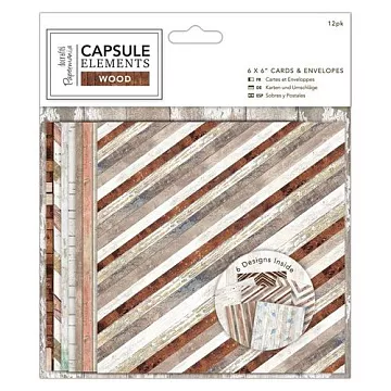 Набор заготовок для открыток 15х15 см "Elements Wood" с конвертами, 12 шт (DoCrafts)