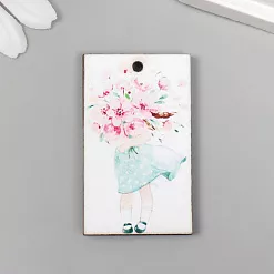 Деревянное украшение "Бирка. Розовый", 3х5 см