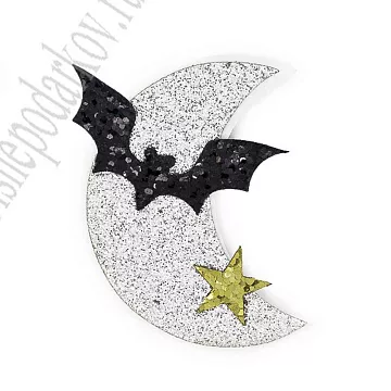 Украшение из ткани "Луна и летучая мышь", 3,8х5 см, 1 шт