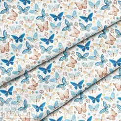 Отрез ткани 79х50 см "Голубые бабочки" (Cotton) Отрез ткани 79х50 см "Голубые бабочки" (Cotton)