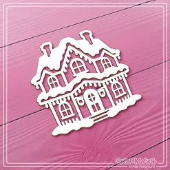 Чипборд "Большой заснеженный домик с гирляндами", 7х7 см (СкрапМагия)