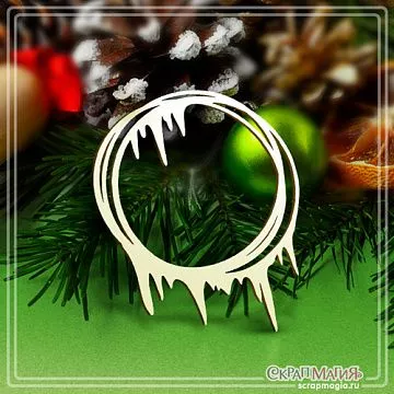 Чипборд "Круглая рамка с сосульками", 6,6х8 см (СкрапМагия)