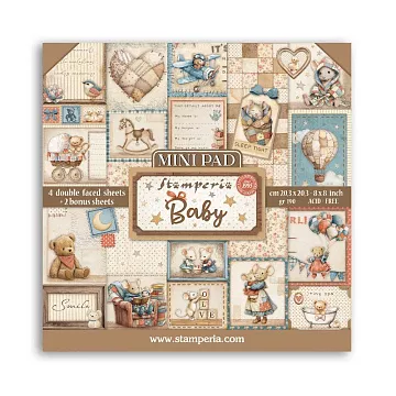 Набор бумаги 20х20 см "Baby. Для вырезания", 4 листов (Stamperia)