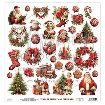 Бумага 30х30 см "Vintage Christmas. Для вырезания" (Mintay)