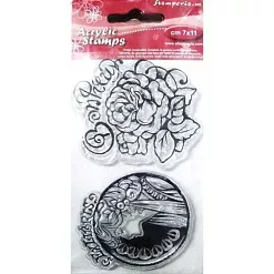 Набор штампов "Женщина и роза. Альфонс Муха" (Stamperia)