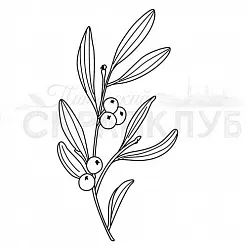 Штамп "Белая омела большая ветка" (Скрапклуб)