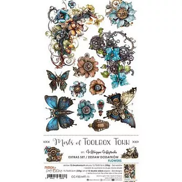 Набор бумаги 30х15 см "Mists of toolbox town. Для вырезания. Цветы", 12 листов (CraftO'clock)